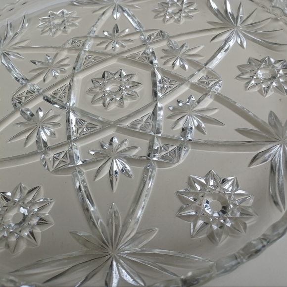 Vintage Anchor Hocking Star Of David Prescut Glass Plate 13.5" - Picture 7 of 15